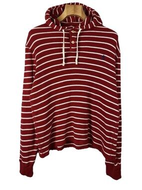 Polo by Ralph Lauren Red & White Striped Hooded Sweater